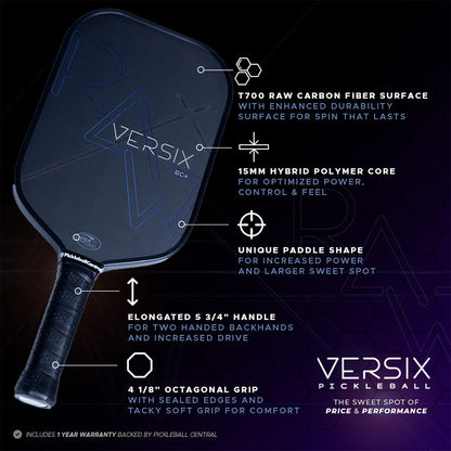 Pickleball VERSIX RAW 6C Carbon Fiber Pickleball Paddle