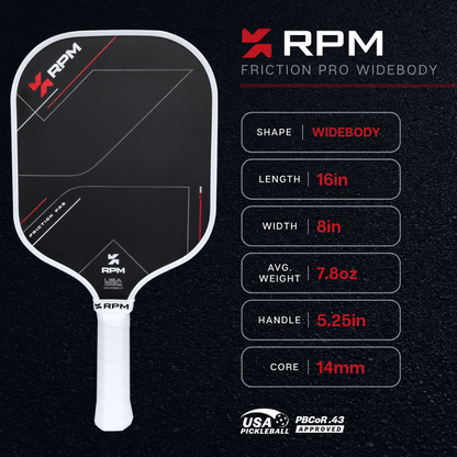 Pickleball RPM Friction Pro Widebody V1 Carbon Fiber Pickleball Paddle