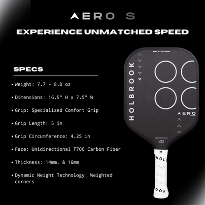 Pickleball Holbrook Aero S 16mm Pickleball Paddle White/Black