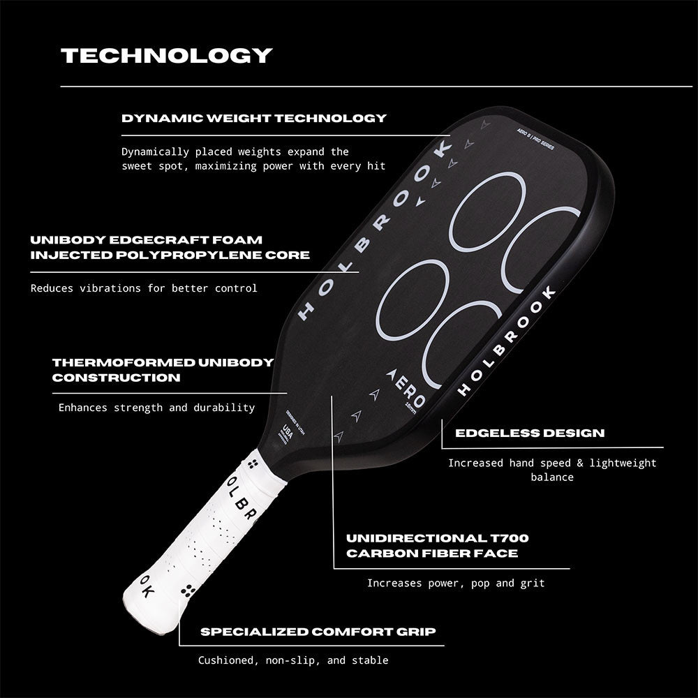 Pickleball Holbrook Aero S 16mm Pickleball Paddle White/Black
