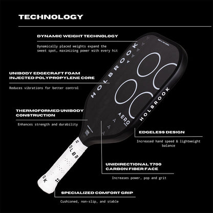 Pickleball Holbrook Aero S 16mm Pickleball Paddle White/Black