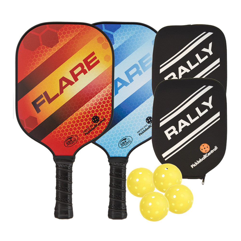 Pickleball Rally Flare Graphite 2-Paddle Bundle Red/Blue