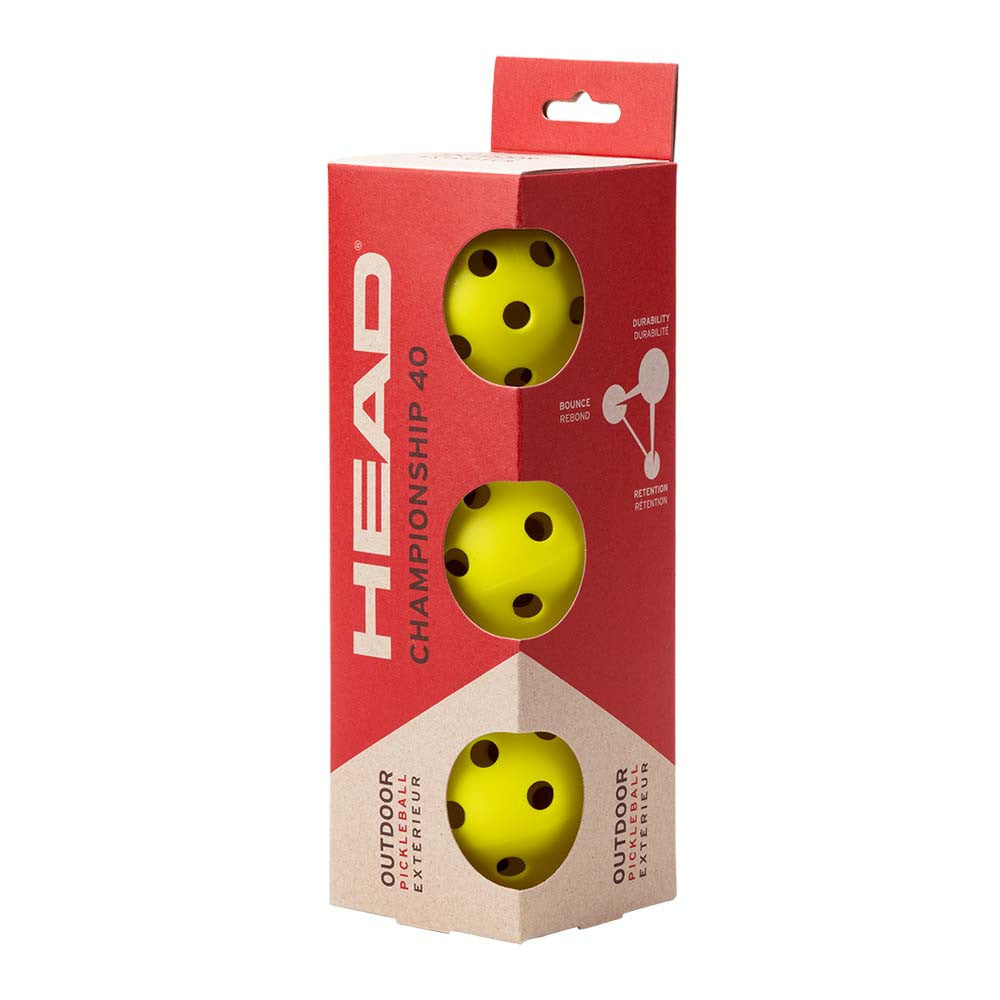 Pickleball HEAD Championship 40 Pickleballs Optic Yellow
