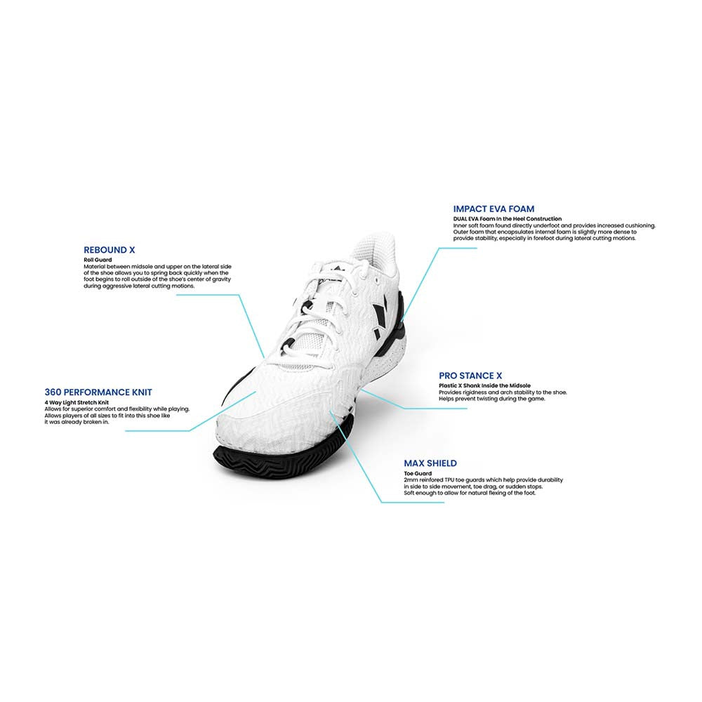 Pickleball Diadem Court Burst  Pickleball Court Shoe White/Blue/Grey