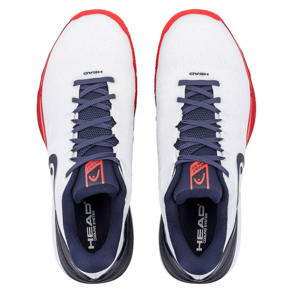 Pickleball HEAD Revolt Pro 5.0 Court Shoe - White/Navy/Red Navy/Red/Blue