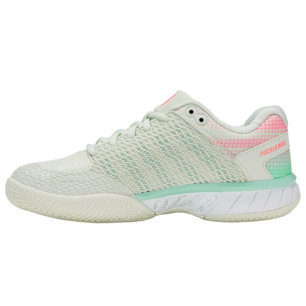 Pickleball K-Swiss Express Light Wide Pickleball Shoe for Women Ice/Honeydew/Neon Pastel Pink