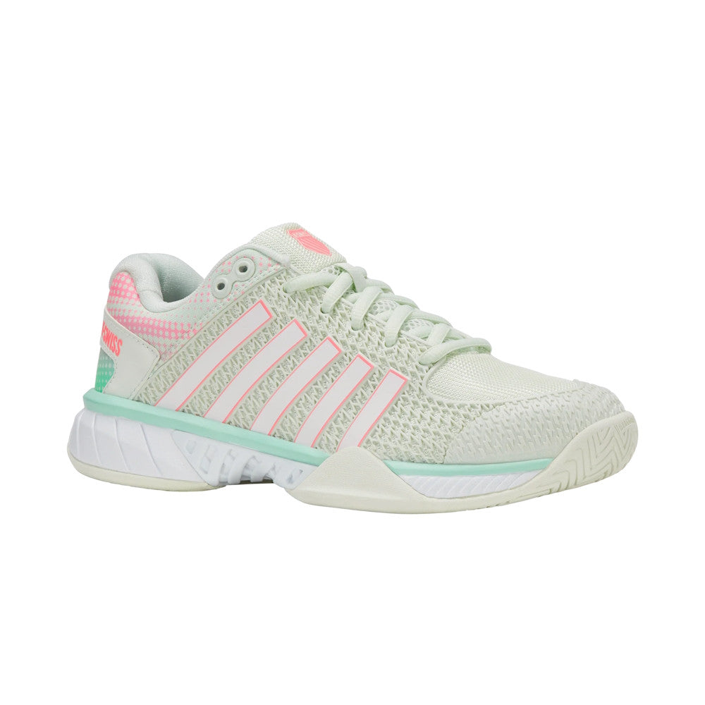 Pickleball K-Swiss Express Light Wide Pickleball Shoe for Women Ice/Honeydew/Neon Pastel Pink