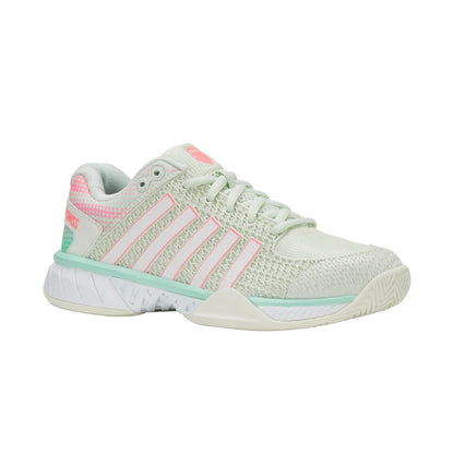 Pickleball K-Swiss Express Light Wide Pickleball Shoe for Women Ice/Honeydew/Neon Pastel Pink