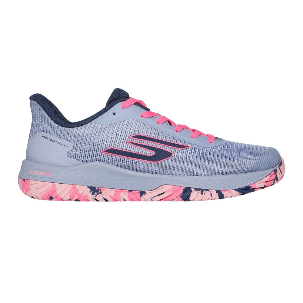 Pickleball Skechers Viper Court Pro 2.0 Gray/Lavender  Shoe Lime/Lavender
