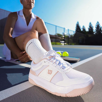 Pickleball Wilson Pickle Pro White/White/Cameo Rose  Pickleball Shoe White/White/Cameo Rose