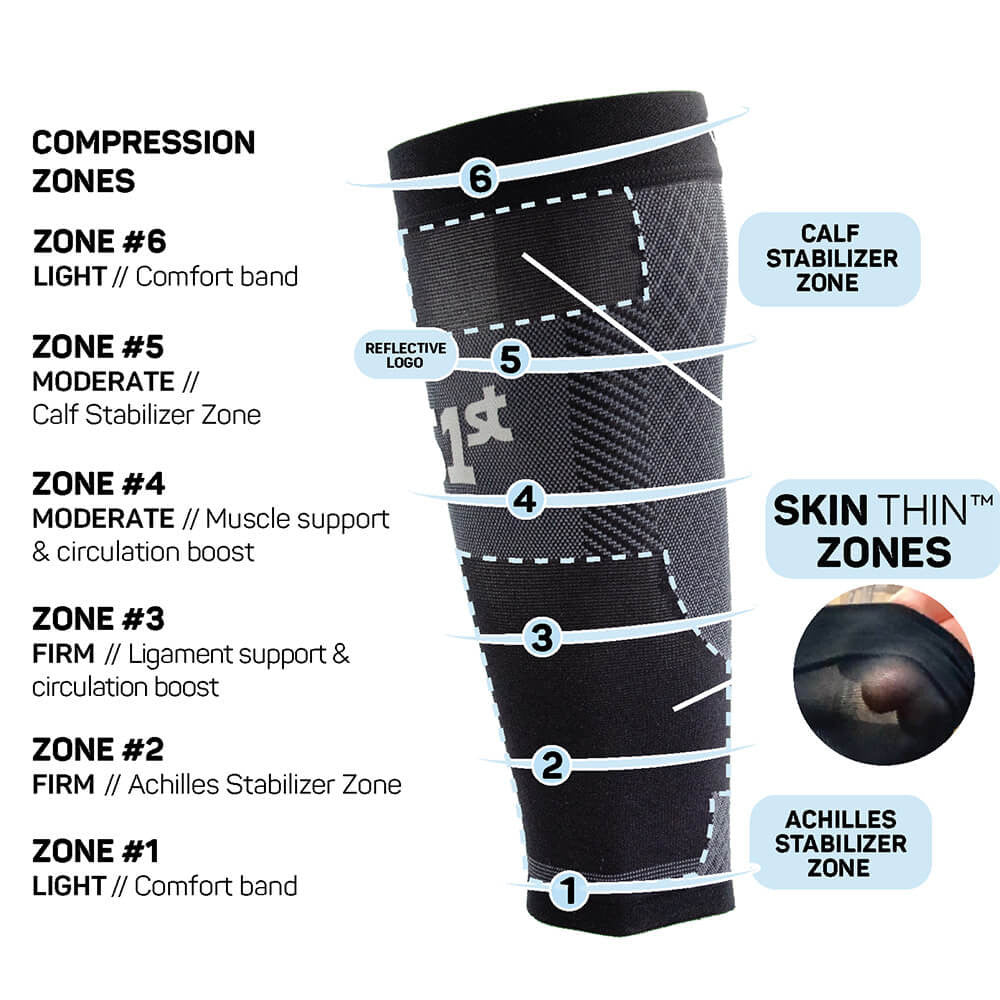 Pickleball OS1st Thin Air Compression Calf Sleeves Black