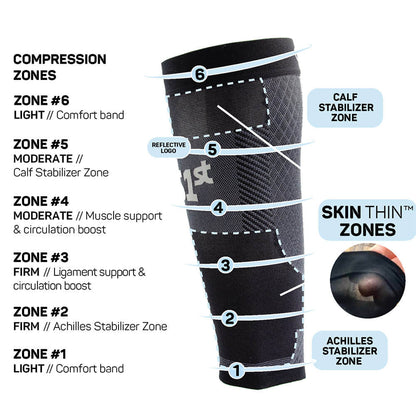 Pickleball OS1st Thin Air Compression Calf Sleeves Black