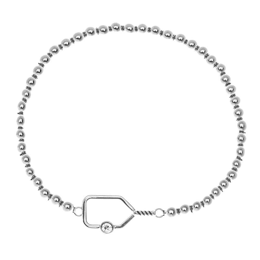Pickleball Born to Rally Pickleball Paddle Beaded Rhinestone Bracelet Gold