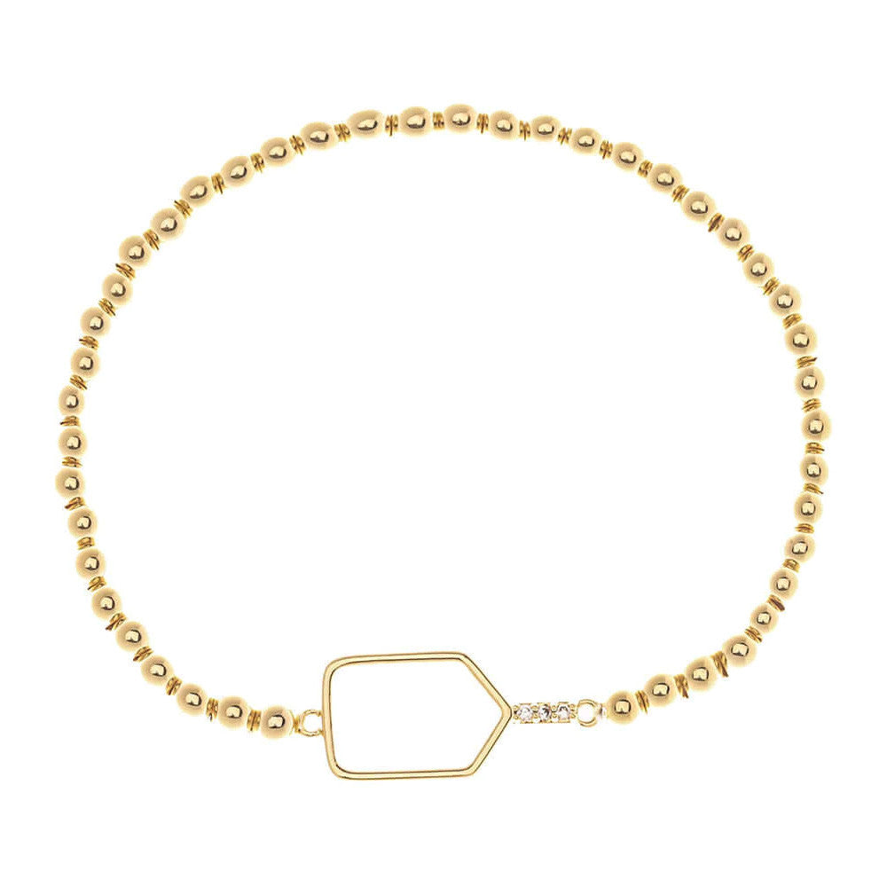Pickleball Born to Rally Pickleball Paddle Beaded Stretch Bracelet Gold