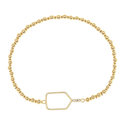 Pickleball Born to Rally Pickleball Paddle Beaded Stretch Bracelet Gold