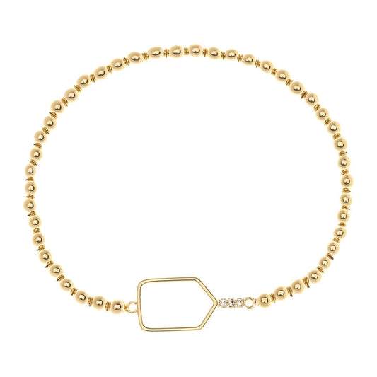 Pickleball Born to Rally Pickleball Paddle Beaded Stretch Bracelet Gold