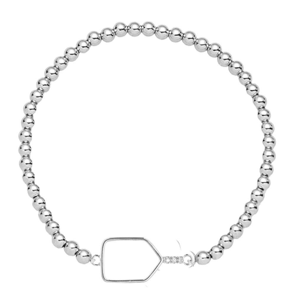 Pickleball Born to Rally Pickleball Paddle Beaded Stretch Bracelet Gold
