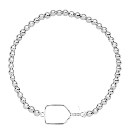 Pickleball Born to Rally Pickleball Paddle Beaded Stretch Bracelet Gold