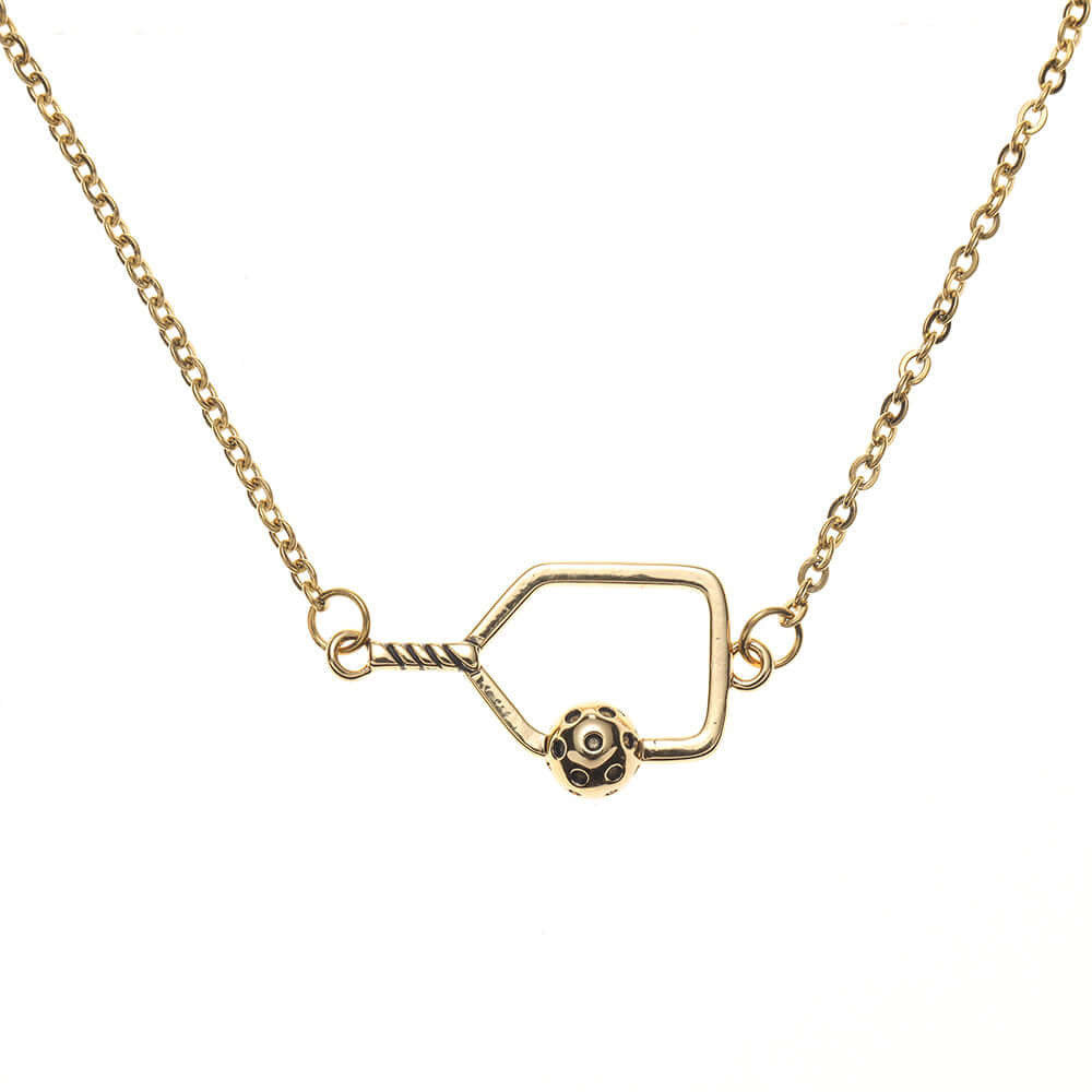 Pickleball Born to Rally Pickleball Passion Pendant Necklace Gold
