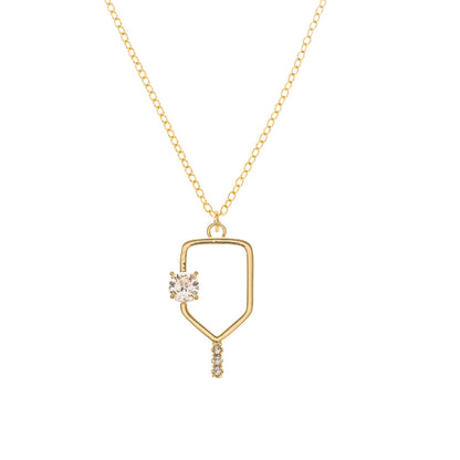 Pickleball Born to Rally Serve and Sparkle Pickleball Necklace Gold