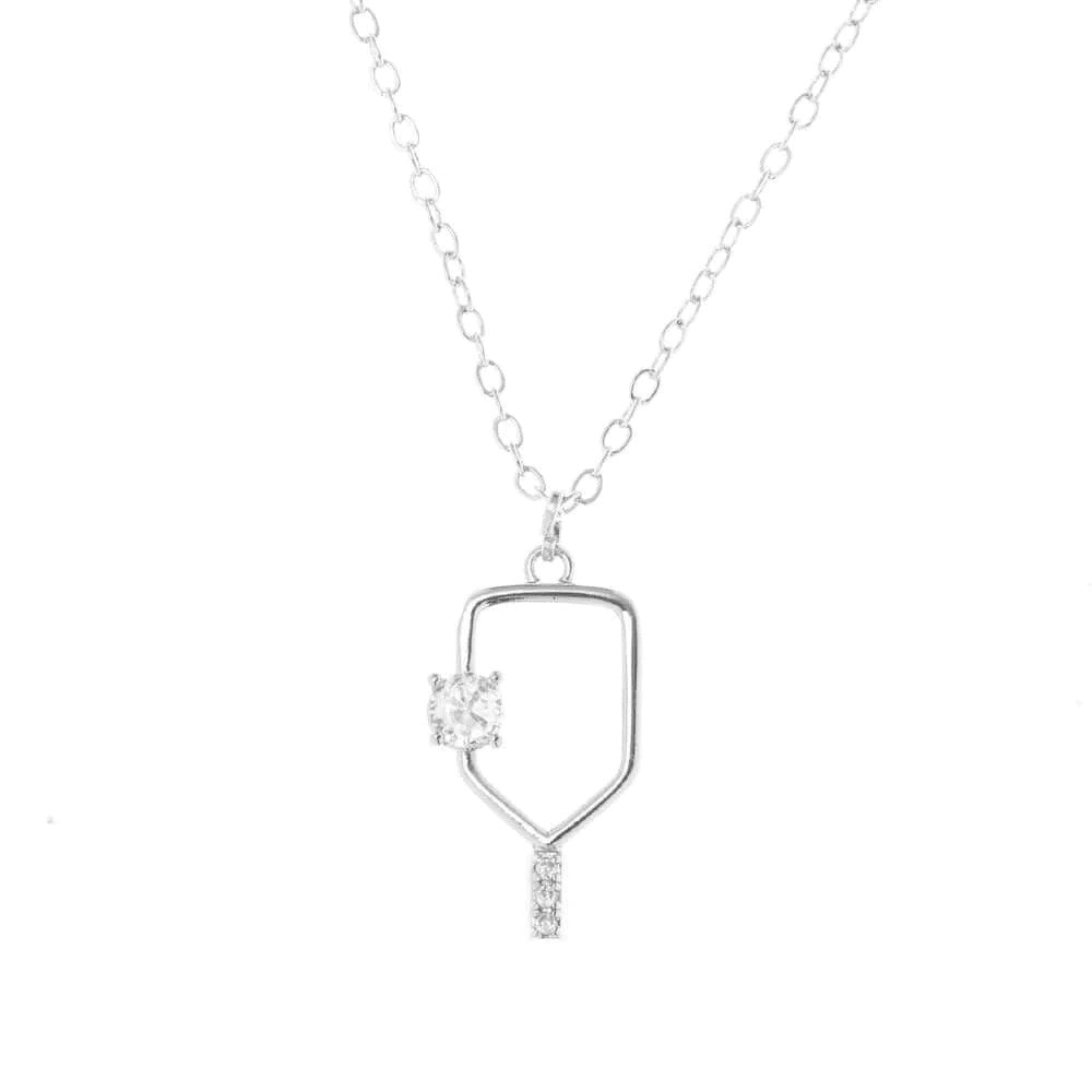 Pickleball Born to Rally Serve and Sparkle Pickleball Necklace Gold