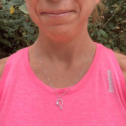Pickleball Born to Rally Serve and Sparkle Pickleball Necklace Gold