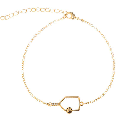 Pickleball Born to Rally Pickleball Rhinestone Paddle Bracelet Gold