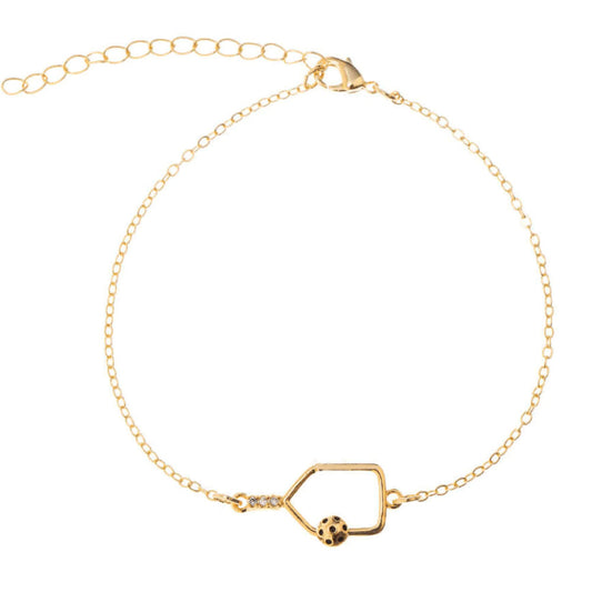 Pickleball Born to Rally Pickleball Rhinestone Paddle Bracelet Gold