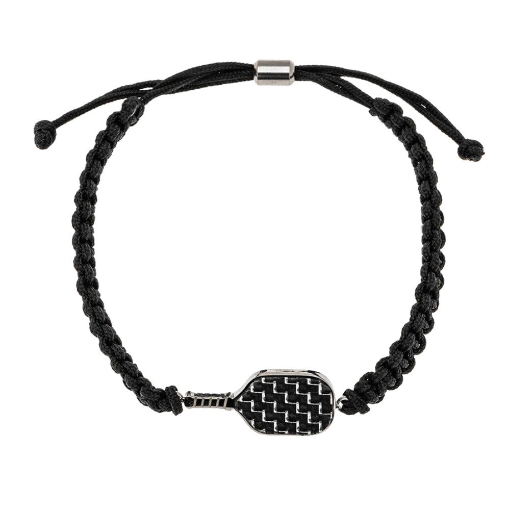 Pickleball Born to Rally Pickleball Stainless Steel Carbon Fiber Bracelet Black