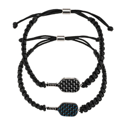 Pickleball Born to Rally Pickleball Stainless Steel Carbon Fiber Bracelet Black