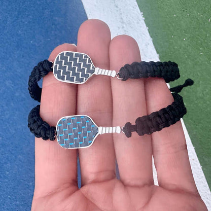 Pickleball Born to Rally Pickleball Stainless Steel Carbon Fiber Bracelet Black