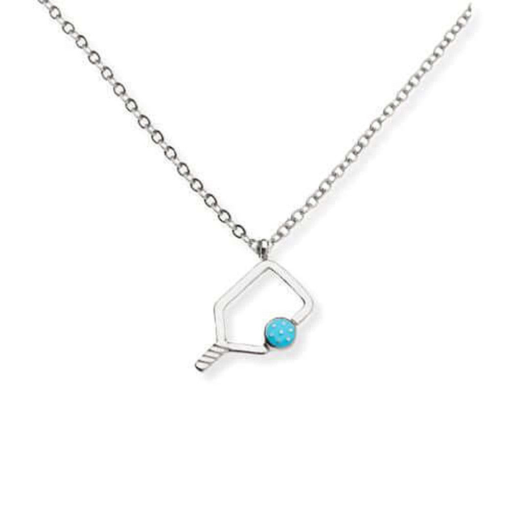 Pickleball Born to Rally Color Pop Pickleball Necklace Blue
