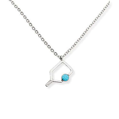 Pickleball Born to Rally Color Pop Pickleball Necklace Blue