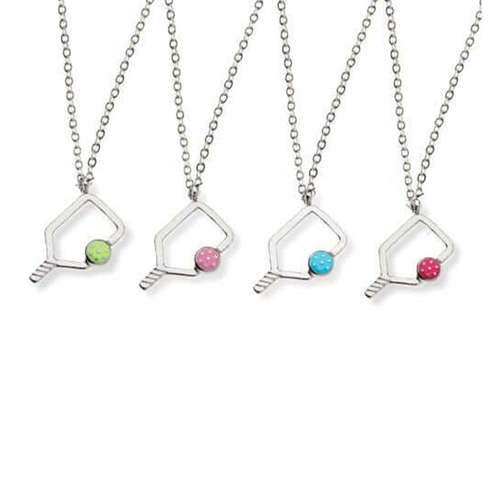 Pickleball Born to Rally Color Pop Pickleball Necklace Blue