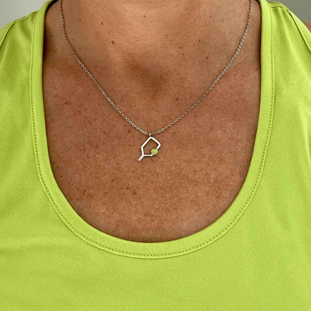 Pickleball Born to Rally Color Pop Pickleball Necklace Blue