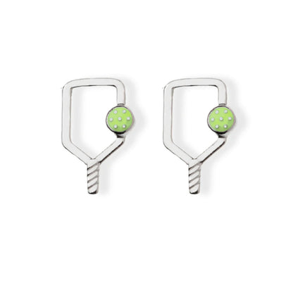 Pickleball Born to Rally Color Pop Pickleball Paddle Stud Earrings Blue