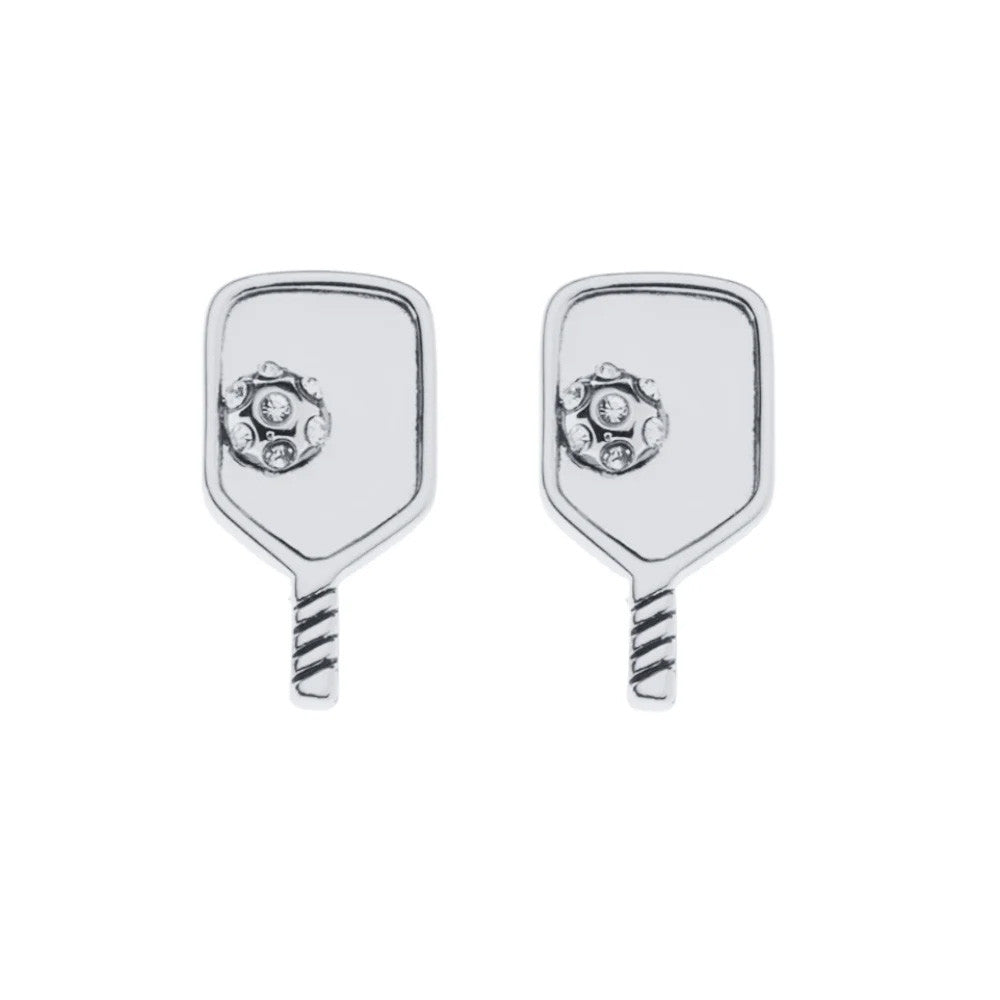 Pickleball Born to Rally Pickleball Paddle Stud Earrings Gold