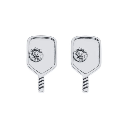 Pickleball Born to Rally Pickleball Paddle Stud Earrings Gold