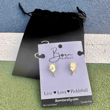 Pickleball Born to Rally Pickleball Pearl Stud Earrings