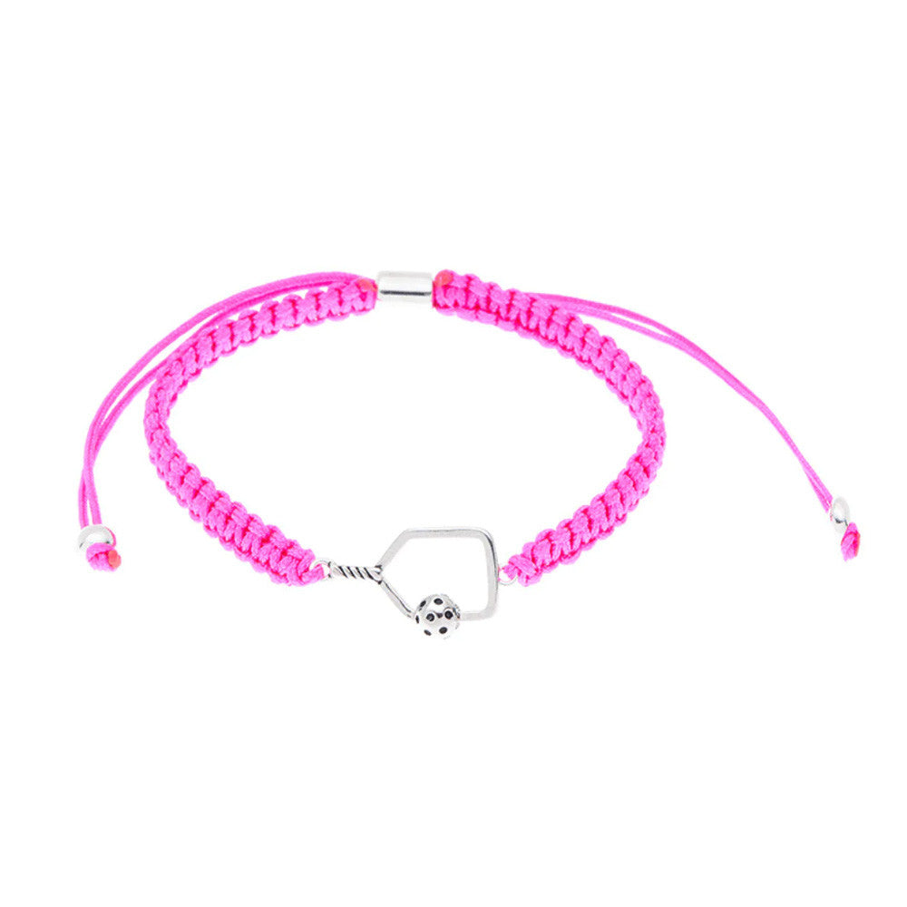 Pickleball Born to Rally Pickleball Paddle Adjustable Rope Bracelet Black