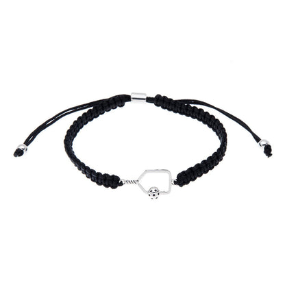Pickleball Born to Rally Pickleball Paddle Adjustable Rope Bracelet Black