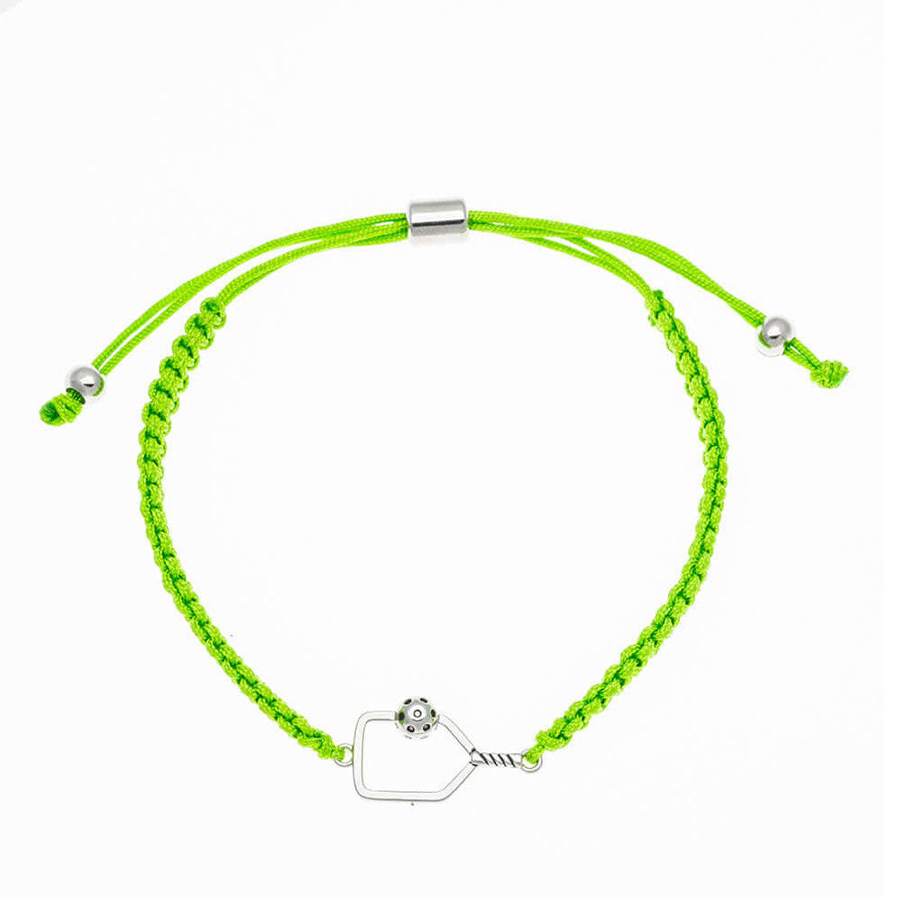 Pickleball Born to Rally Pickleball Paddle Adjustable Rope Bracelet Black