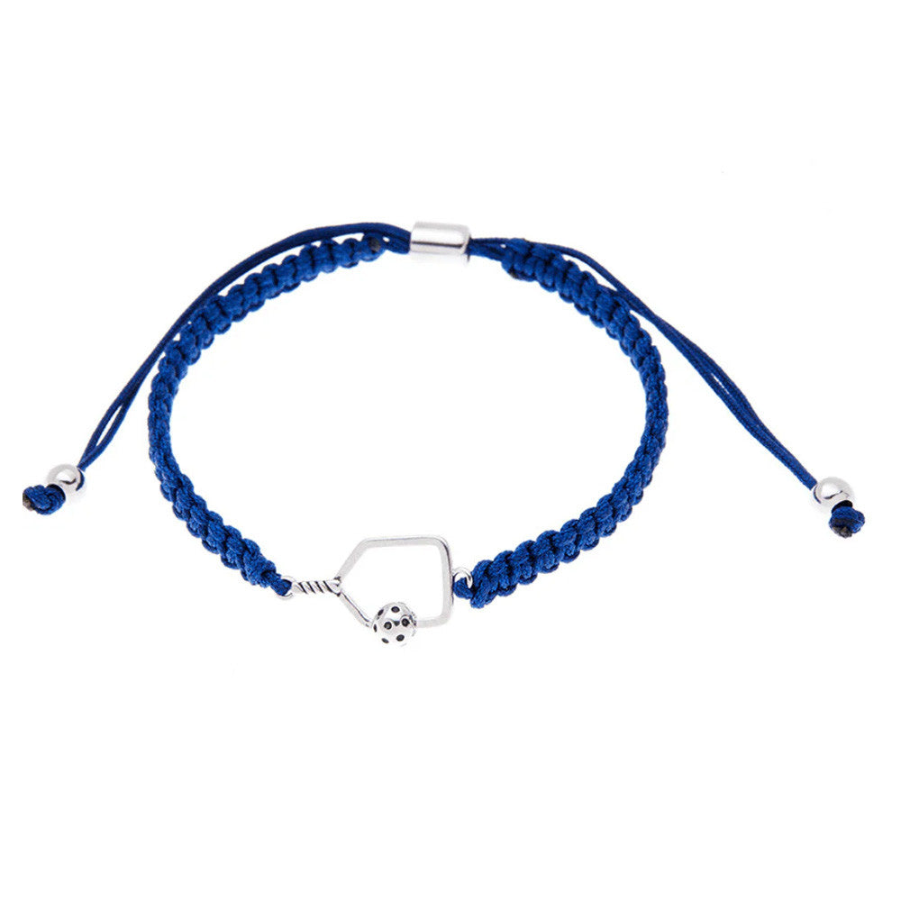 Pickleball Born to Rally Pickleball Paddle Adjustable Rope Bracelet Black