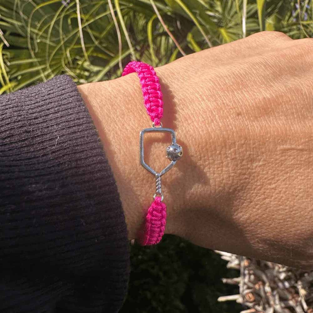 Pickleball Born to Rally Pickleball Paddle Adjustable Rope Bracelet Black