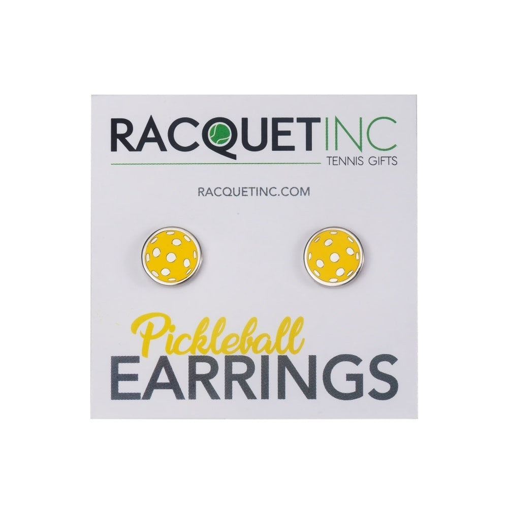 Pickleball Yellow Pickleball Ball Earrings Flat
