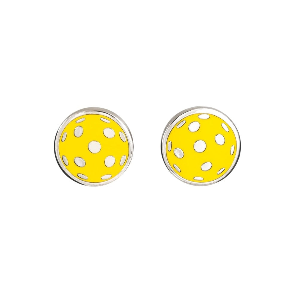 Pickleball Yellow Pickleball Ball Earrings Flat