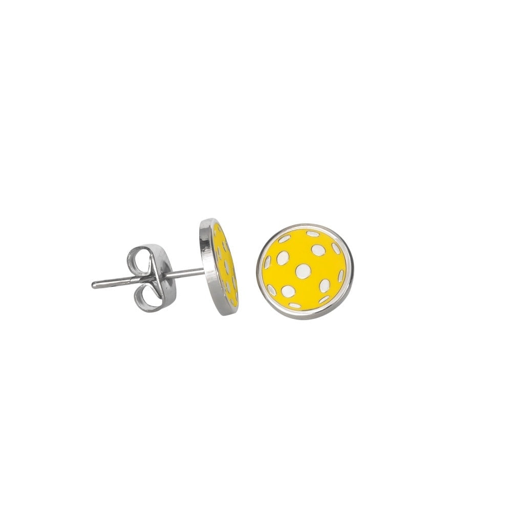Pickleball Yellow Pickleball Ball Earrings Flat
