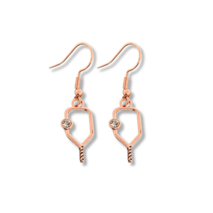 Pickleball Born to Rally Pickleball Dangle Earrings Rose Gold