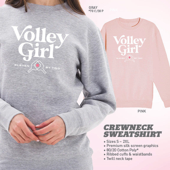 Pickleball ZER002 Volley Girl Crewneck Sweatshirt - Unisex Gray