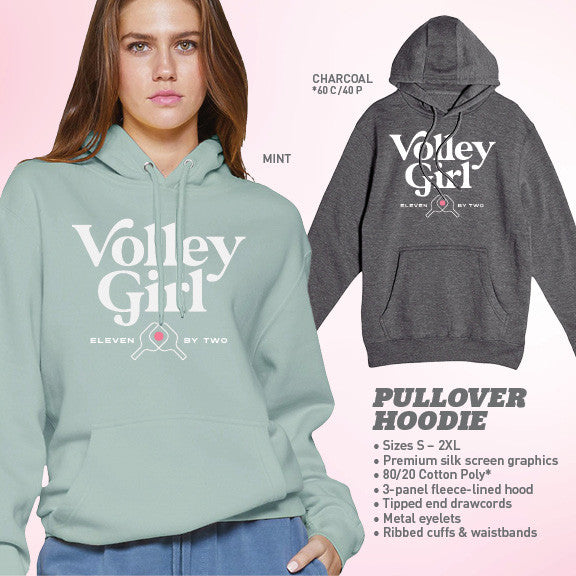 Pickleball ZER002 Volley Girl Hooded Sweatshirt - Unisex Charcoal